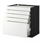 МЕТОД / ФОРВАРА Нплн шк 5фронт/4нзк/2срд ящ - под дерево черный, Рингульт глянцевый белый, 80x60 см