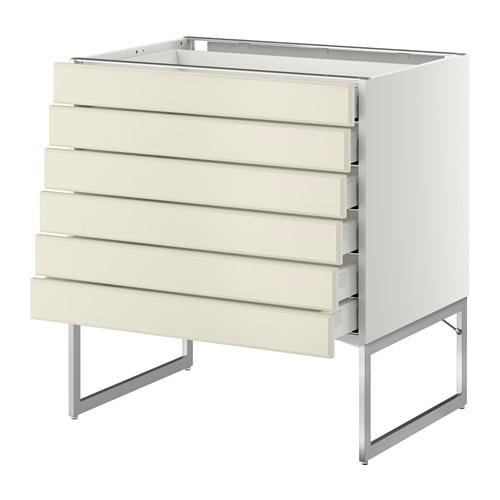 МЕТОД / МАКСИМЕРА Напольн шкаф 6фронт пнл/6 низ ящ - белый, Будбин белый с оттенком, 80x60x60 см МЕТОД / МАКСИМЕРА Напольн шкаф 6фронт пнл/6 низ ящ - белый, Будбин белый с оттенком, 80x60x60 см
