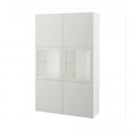 БЕСТО Комбинация д/хранения+стекл дверц - белый/Лаппвикен светло-серый прозрачное стекло
