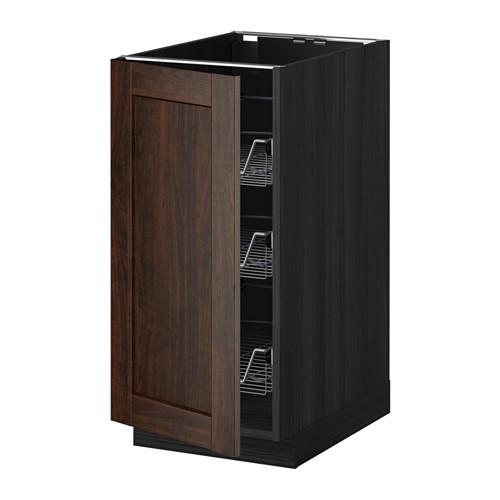 МЕТОД Напольный шкаф с проволочн ящиками - под дерево черный, Эдсерум под дерево коричневый, 40x60 см