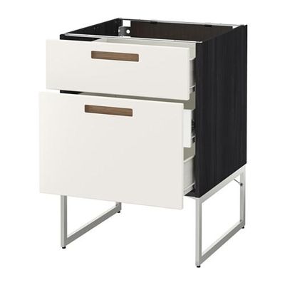 МЕТОД / ФОРВАРА Наполн шк 2 фрнт/3 средн ящ - 60x60x60 см, Мэрста белый, под дерево черный