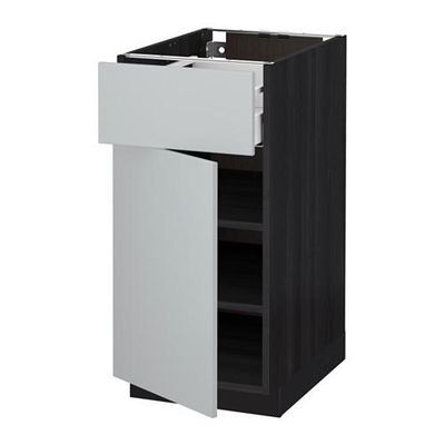 МЕТОД / МАКСИМЕРА Напольный шкаф с ящиком/дверью - 40x60 см, Веддинге серый, под дерево черный МЕТОД / МАКСИМЕРА Напольный шкаф с ящиком/дверью - 40x60 см, Веддинге серый, под дерево черный