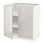 МЕТОД Напол шкаф с полками/2двери - белый, Рингульт глянцевый светло-серый, 80x60 см МЕТОД Напол шкаф с полками/2двери - белый, Рингульт глянцевый светло-серый, 80x60 см