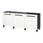 БЕСТО Комбинация для хранения с дверцами - черно-коричневый/Марвикен белый