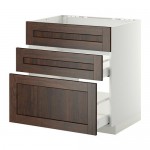 МЕТОД / МАКСИМЕРА Напольн шк п-мойку+3фрнт пнл/2ящ - белый, Эдсерум под дерево коричневый, 80x60 см МЕТОД / МАКСИМЕРА Напольн шк п-мойку+3фрнт пнл/2ящ - белый, Эдсерум под дерево коричневый, 80x60 см