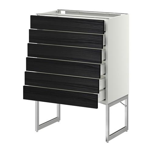 МЕТОД / МАКСИМЕРА Напольн шкаф 6фронт пнл/6 низ ящ - белый, Тингсрид под дерево черный, 60x37x60 см