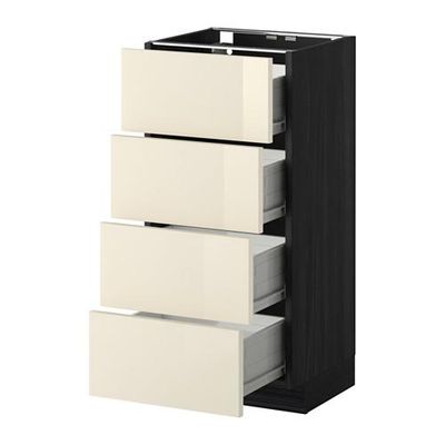 МЕТОД / ФОРВАРА Напольн шкаф 4 фронт панели/4 ящика - 40x37 см, Рингульт глянцевый кремовый, под дерево черный МЕТОД / ФОРВАРА Напольн шкаф 4 фронт панели/4 ящика - 40x37 см, Рингульт глянцевый кремовый, под дерево черный