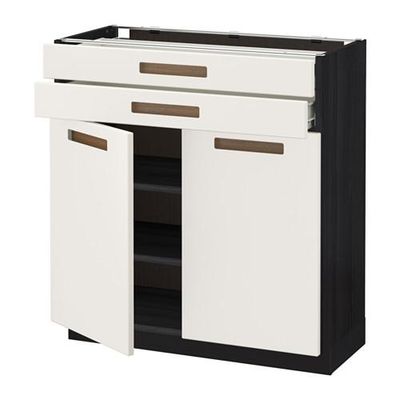 МЕТОД / ФОРВАРА Напольный шкаф/2дверцы/2ящика - Мэрста белый, под дерево черный МЕТОД / ФОРВАРА Напольный шкаф/2дверцы/2ящика - Мэрста белый, под дерево черный