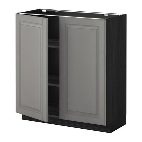 МЕТОД Напол шкаф с полками/2двери - под дерево черный, Будбин серый, 80x37 см МЕТОД Напол шкаф с полками/2двери - под дерево черный, Будбин серый, 80x37 см