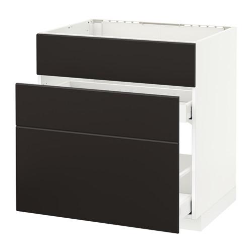 МЕТОД / МАКСИМЕРА Напольн шк п-мойку+3фрнт пнл/2ящ - белый, Кунгсбакка антрацит, 80x60 см МЕТОД / МАКСИМЕРА Напольн шк п-мойку+3фрнт пнл/2ящ - белый, Кунгсбакка антрацит, 80x60 см