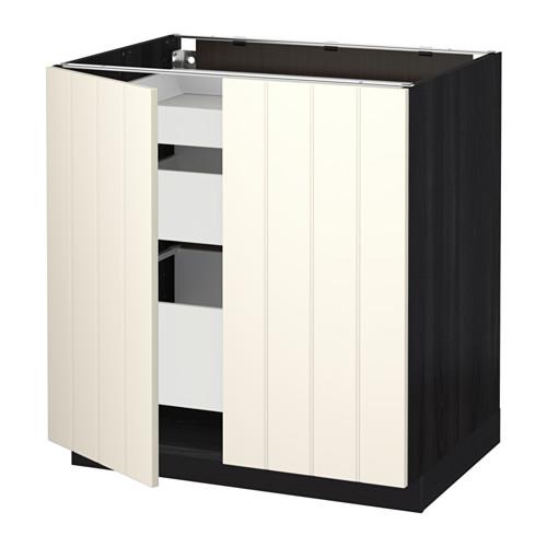 МЕТОД / МАКСИМЕРА Напольный шкаф с 2дверцами/3ящиками - под дерево черный, Хитарп белый с оттенком
