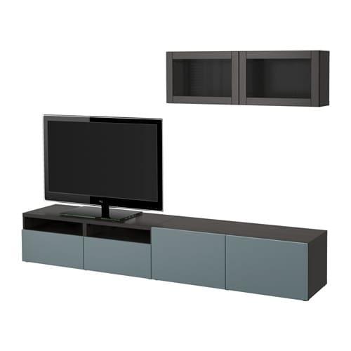 БЕСТО Шкаф для ТВ, комбин/стеклян дверцы - черно-коричневый/Вальвикен серо-бирюзовый, прозрачное стекло, направляющие ящика,нажимные БЕСТО Шкаф для ТВ, комбин/стеклян дверцы - черно-коричневый/Вальвикен серо-бирюзовый, прозрачное стекло, направляющие ящика,нажимные