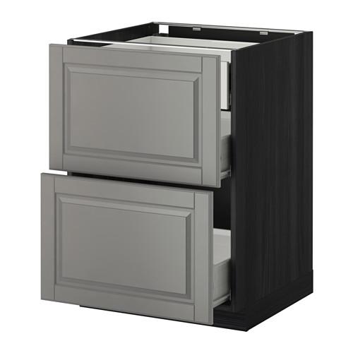 МЕТОД / ФОРВАРА Наполн шк 2 фрнт/3 средн ящ - под дерево черный, Будбин серый, 60x60 см