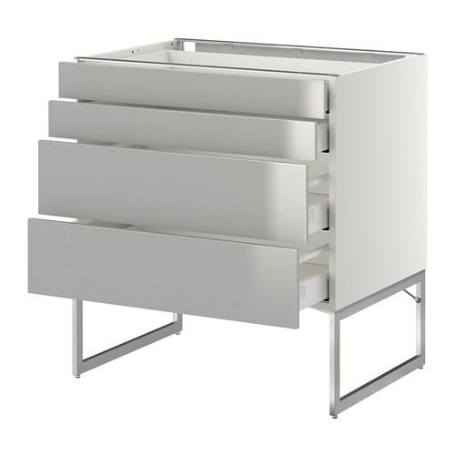 МЕТОД / МАКСИМЕРА Нплн шк 4 фронт/2 низк/2средн ящ - белый, Гревста нержавеющ сталь, 80x60x60 см