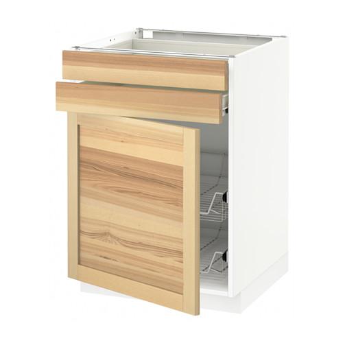 МЕТОД / ФОРВАРА Напольн шкаф/дверца/2ящ/првл крзн - белый, Торхэмн естественный ясень, 60x60 см