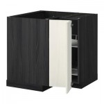 МЕТОД Угл напольн шкаф с вращающ секц - Росдаль белый ясень, под дерево черный МЕТОД Угл напольн шкаф с вращающ секц - Росдаль белый ясень, под дерево черный