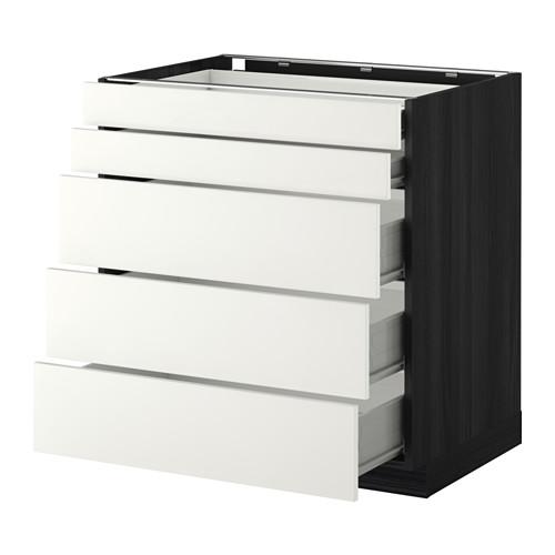 МЕТОД / ФОРВАРА Нплн шк 5фрнт/2нзк/3срд ящ - под дерево черный, Хэггеби белый, 80x60 см