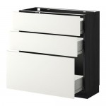 МЕТОД / ФОРВАРА Нплн шк 3 фрнт/3 средн ящика - под дерево черный, Хэггеби белый, 80x37 см