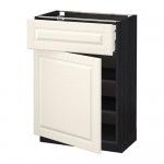 МЕТОД / МАКСИМЕРА Напольный шкаф с ящиком/дверью - под дерево черный, Будбин белый с оттенком, 60x37 см