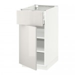 МЕТОД / МАКСИМЕРА Напольный шкаф с ящиком/дверью - белый, Рингульт глянцевый светло-серый, 40x60 см