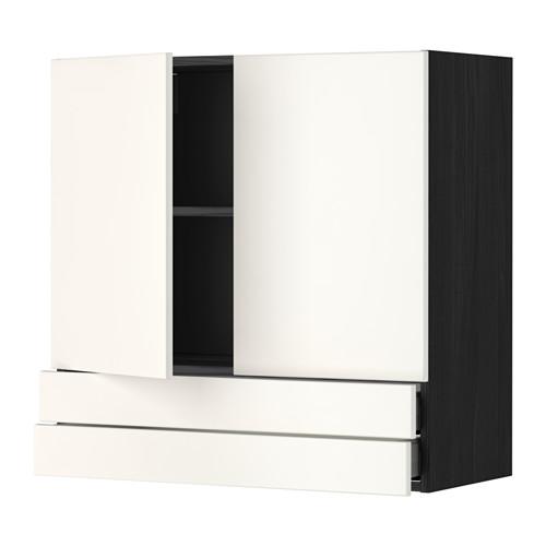 МЕТОД / МАКСИМЕРА Навесной шкаф/2дверцы/2ящика - под дерево черный, Веддинге белый, 80x80 см МЕТОД / МАКСИМЕРА Навесной шкаф/2дверцы/2ящика - под дерево черный, Веддинге белый, 80x80 см