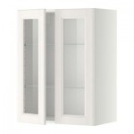 МЕТОД Навесной шкаф с полками/2 стекл дв - 60x80 см, Лаксарби белый, белый