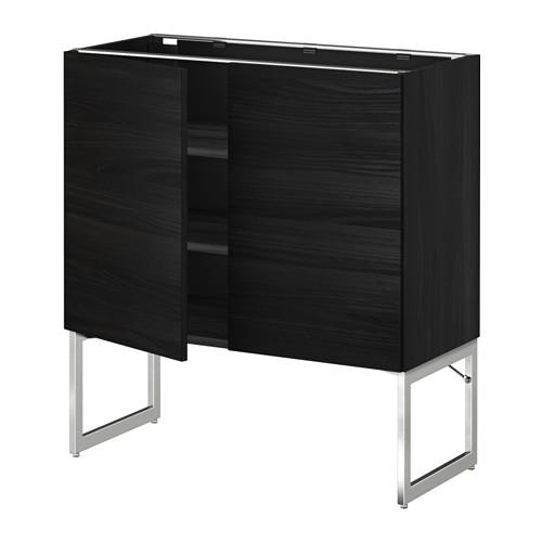 МЕТОД Напол шкаф с полками/2двери - под дерево черный, Тингсрид под дерево черный, 80x37x60 см