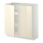МЕТОД Напол шкаф с полками/2двери - 80x37 см, Рингульт глянцевый кремовый, белый