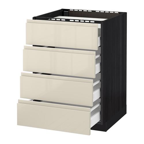 МЕТОД / МАКСИМЕРА Напольн шкаф/4фронт пнл/4ящика - под дерево черный, 60x60 см