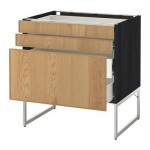 МЕТОД / ФОРВАРА Напольн шкаф 3фронт пнл/2низ/2ср ящ - 80x60x60 см, Экестад дуб, под дерево черный МЕТОД / ФОРВАРА Напольн шкаф 3фронт пнл/2низ/2ср ящ - 80x60x60 см, Экестад дуб, под дерево черный