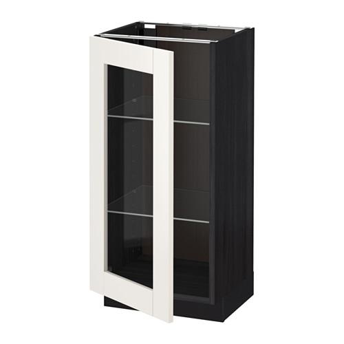 МЕТОД Напольный шкаф со стекл дверцей - под дерево черный, 40x37x80 см МЕТОД Напольный шкаф со стекл дверцей - под дерево черный, 40x37x80 см