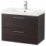 ГОДМОРГОН / ОДЕНСВИК Шкаф для раковины с 2 ящ - черно-коричневый