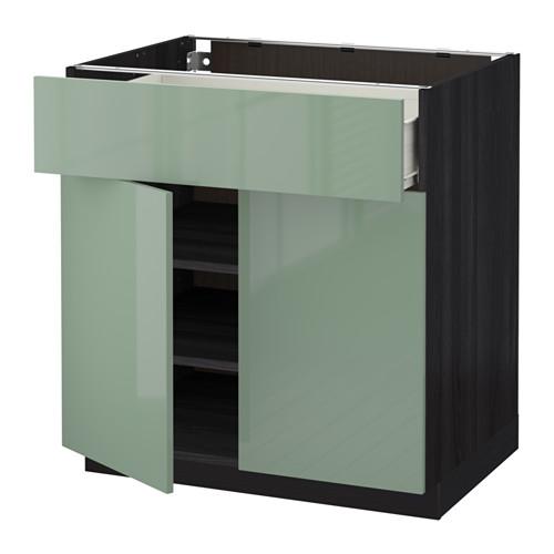 МЕТОД / ФОРВАРА Напольный шкаф+ящик/2дверцы - под дерево черный, Калларп глянцевый светло-зеленый МЕТОД / ФОРВАРА Напольный шкаф+ящик/2дверцы - под дерево черный, Калларп глянцевый светло-зеленый