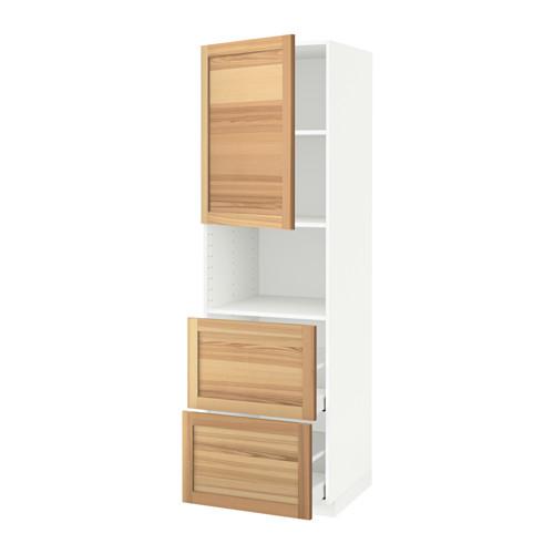 МЕТОД / МАКСИМЕРА Высокий шкаф д/СВЧ/дверца/2ящика - белый, Торхэмн естественный ясень, 60x60x200 см