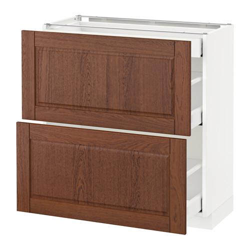 МЕТОД / МАКСИМЕРА Напольный шкаф/2фасада/3ящика - белый, Филипстад коричневый, 80x37 см МЕТОД / МАКСИМЕРА Напольный шкаф/2фасада/3ящика - белый, Филипстад коричневый, 80x37 см