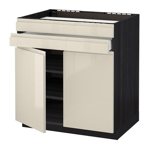 МЕТОД / МАКСИМЕРА Нап шк д/вар панели/2ящ/2фасада/1ящ - под дерево черный, Воксторп глянцевый светло-бежевый МЕТОД / МАКСИМЕРА Нап шк д/вар панели/2ящ/2фасада/1ящ - под дерево черный, Воксторп глянцевый светло-бежевый