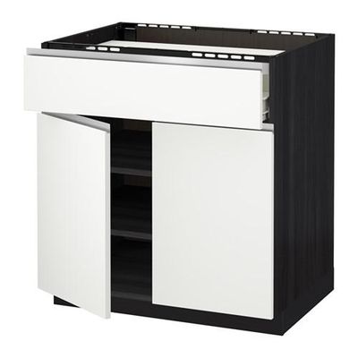 МЕТОД / ФОРВАРА Нплн шк д/врч пнл/ящ/плк/2дв - Нодста белый/алюминий, под дерево черный МЕТОД / ФОРВАРА Нплн шк д/врч пнл/ящ/плк/2дв - Нодста белый/алюминий, под дерево черный