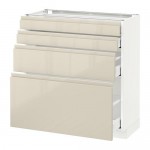 МЕТОД / МАКСИМЕРА Напольн шкаф 4 фронт панели/4 ящика - белый, Воксторп глянцевый светло-бежевый, 80x37 см МЕТОД / МАКСИМЕРА Напольн шкаф 4 фронт панели/4 ящика - белый, Воксторп глянцевый светло-бежевый, 80x37 см