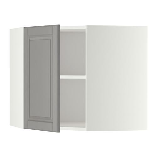 МЕТОД Угловой навесной шкаф с полками - белый, Будбин серый, 68x60 см