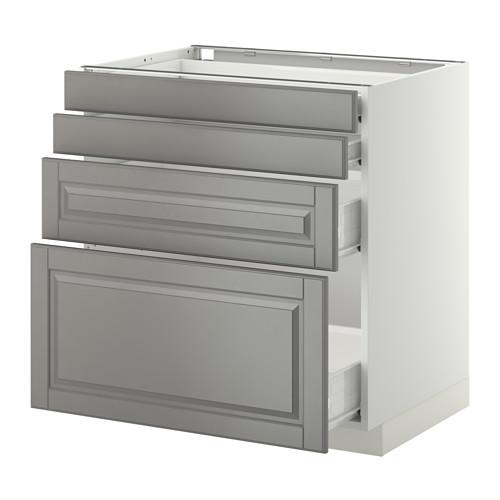 МЕТОД / ФОРВАРА Нплн шк 4 фронт/2 низк/2средн ящ - белый, Будбин серый, 80x60 см