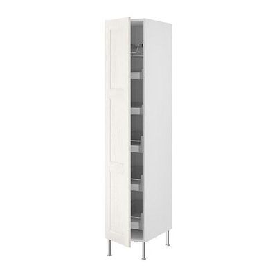 ФАКТУМ Высок шкаф с ящиками/пров корзин - Рамшё белый, 40x211 см ФАКТУМ Высок шкаф с ящиками/пров корзин - Рамшё белый, 40x211 см