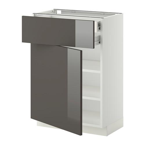 МЕТОД / ФОРВАРА Напольн шкаф двр/фр пнл/плк/2низ ящ - белый, Рингульт глянцевый серый, 60x37 см МЕТОД / ФОРВАРА Напольн шкаф двр/фр пнл/плк/2низ ящ - белый, Рингульт глянцевый серый, 60x37 см