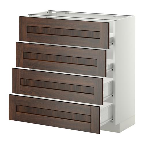 МЕТОД / ФОРВАРА Напольн шкаф 4 фронт панели/4 ящика - белый, Эдсерум под дерево коричневый, 80x37 см МЕТОД / ФОРВАРА Напольн шкаф 4 фронт панели/4 ящика - белый, Эдсерум под дерево коричневый, 80x37 см