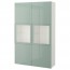 БЕСТО Комбинация д/хранения+стекл дверц - белый Сельсвикен/глянцевый/серо-зеленый светлый прозрачное стекло