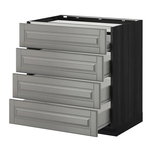 МЕТОД / ФОРВАРА Напольн шкаф/4фронт пнл/4ящика - 80x60 см, Будбин серый, под дерево черный МЕТОД / ФОРВАРА Напольн шкаф/4фронт пнл/4ящика - 80x60 см, Будбин серый, под дерево черный