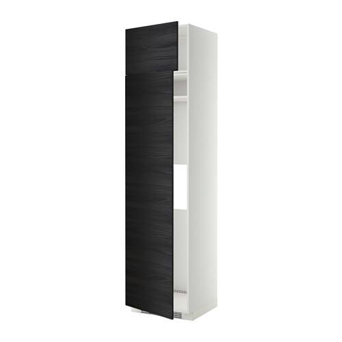МЕТОД Выс шкаф д/холодильн или морозильн - белый, Тингсрид под дерево черный, 60x60x240 см