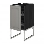 МЕТОД Напольный шкаф с проволочн ящиками - под дерево черный, Будбин серый, 40x60x60 см МЕТОД Напольный шкаф с проволочн ящиками - под дерево черный, Будбин серый, 40x60x60 см
