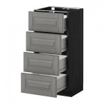 МЕТОД / ФОРВАРА Напольн шкаф 4 фронт панели/4 ящика - 40x37 см, Будбин серый, под дерево черный