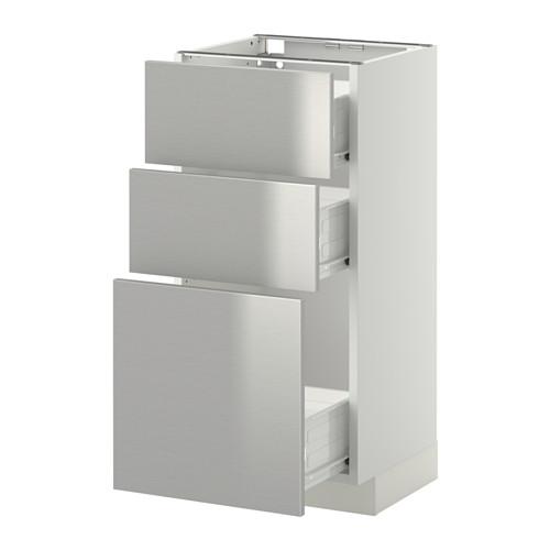 МЕТОД / ФОРВАРА Нплн шк 3 фрнт/3 средн ящика - белый, Гревста нержавеющ сталь, 40x37 см МЕТОД / ФОРВАРА Нплн шк 3 фрнт/3 средн ящика - белый, Гревста нержавеющ сталь, 40x37 см