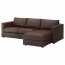 ВИМЛЕ 3-местный диван - с козеткой/Фарста темно-коричневый